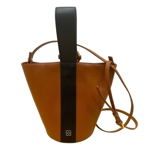 Parisa Wang | Brown Leather Addicted Bucket Bag with Crossbody Strap - Picture 4 of 8